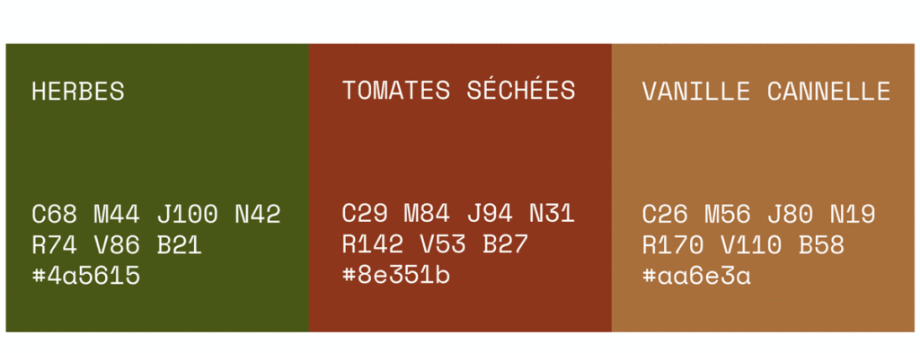 Couleurs de la charte graphique de La bonne douze